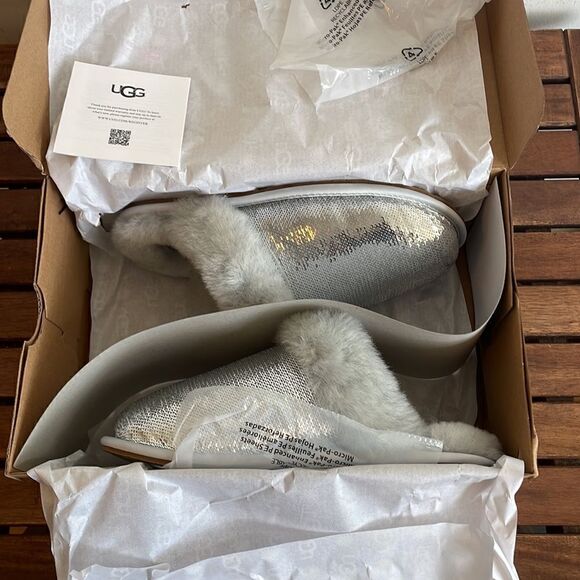 UGG Scuffette II Mirror Ball Slippers Silver Women Size 5 - Picture 13 of 15